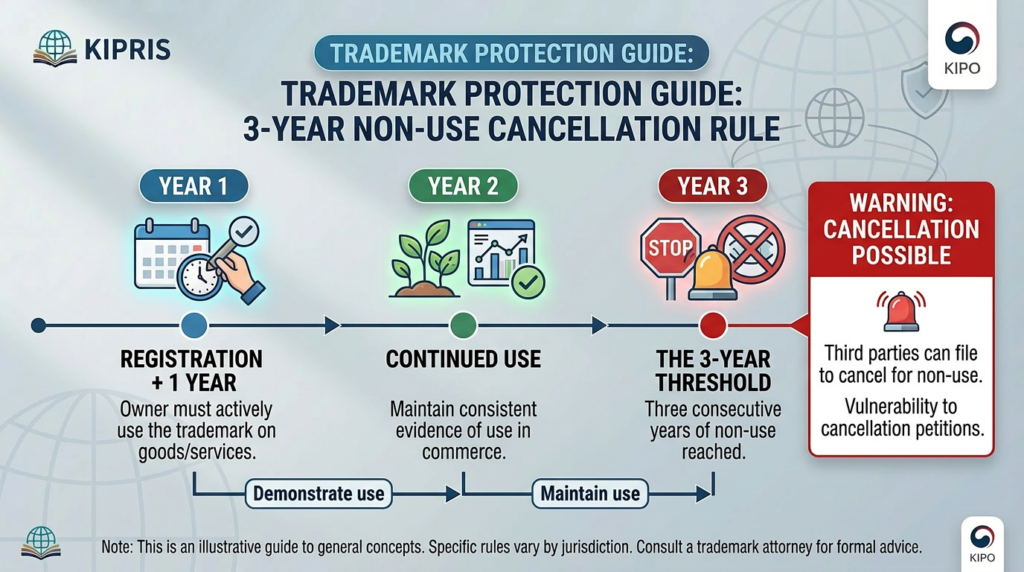 A trademark can be cancelled after 3 years of non-use in Korea. Jessica Ingrid Law 